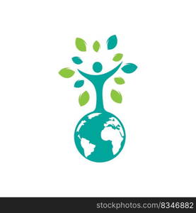 Global human tree vector logo design template. 