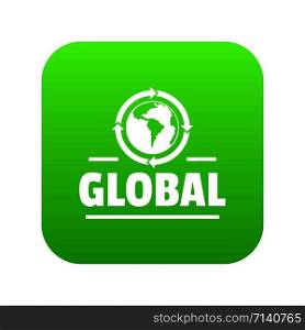 Global icon green vector isolated on white background. Global icon green vector