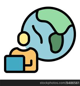 Global integrity icon outline vector. Value impact. Team vision color flat. Global integrity icon vector flat