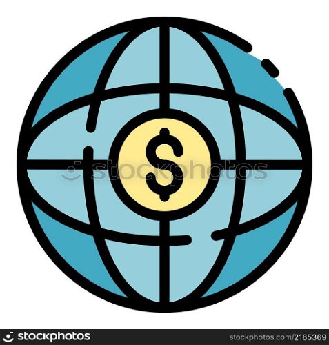 Global investment icon. Outline global investment vector icon color flat isolated. Global investment icon color outline vector
