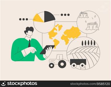 Global land use abstract concept vector illustration. World land cover, agricultural activity, global environmental data, residential use, globalization, food production abstract metaphor.. Global land use abstract concept vector illustration.