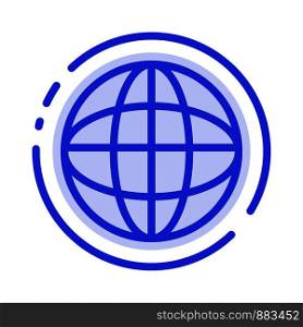 Global, Location, Internet, World Blue Dotted Line Line Icon