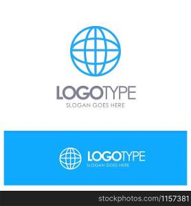 Global, Location, Internet, World Blue Outline Logo Place for Tagline