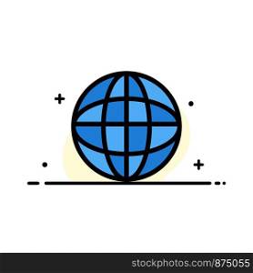 Global, Location, Internet, World Business Flat Line Filled Icon Vector Banner Template
