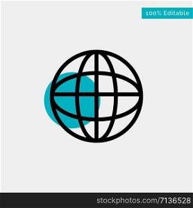Global, Location, Internet, World turquoise highlight circle point Vector icon