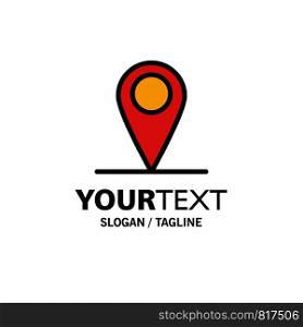 Global, Location, Pin, World Business Logo Template. Flat Color