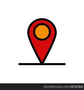 Global, Location, Pin, World Flat Color Icon. Vector icon banner Template
