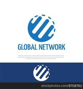Global logo network globe design Royalty Free Vector Image