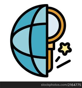 Global magnifier campaign icon. Outline global magnifier campaign vector icon color flat isolated. Global magnifier campaign icon color outline vector