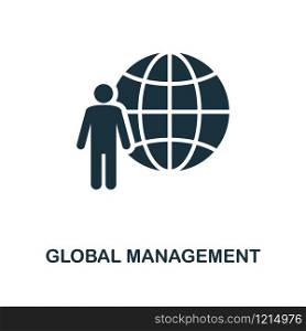 Global Management creative icon. Simple element illustration. Global Management concept symbol design from project management collection. Can be used for mobile and web design, apps, software, print.. Global Management icon. Monochrome style icon design from project management icon collection. UI. Illustration of global management icon. Ready to use in web design, apps, software, print.