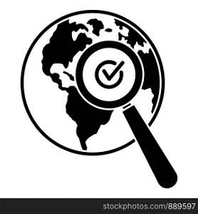 Global market search icon. Simple illustration of global market search vector icon for web design isolated on white background. Global market search icon, simple style