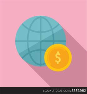 Global monetize icon flat vector. Mobile money. Content report. Global monetize icon flat vector. Mobile money