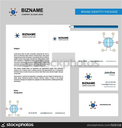 Global network Business Letterhead, Envelope and visiting Card Design vector template