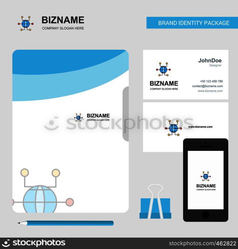 Global network Business Logo, File Cover Visiting Card and Mobile App Design. Vector Illustration