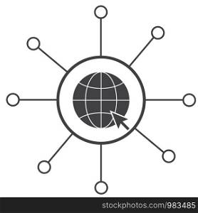 global network connection icon on white background. flat style. business networking icon for your web site design, logo, app, UI. internet symbol. worldwide sign.