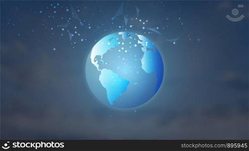 Global network connection, Low poly with connecting dots and lines background, Symbol of Globalization business and Technology concept .