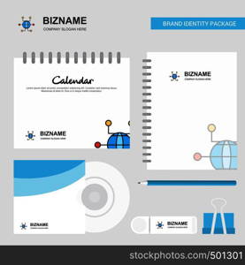 Global network Logo, Calendar Template, CD Cover, Diary and USB Brand Stationary Package Design Vector Template