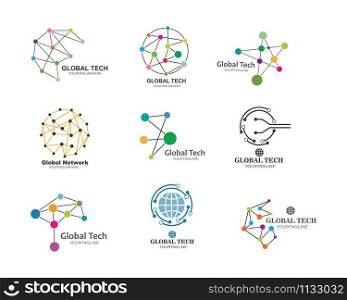 global network logo icon vector illustration design template