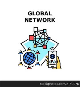 Global network world. globe background. business earth. technology concept. internet tech space vector concept color illustration. Global network icon vector illustration