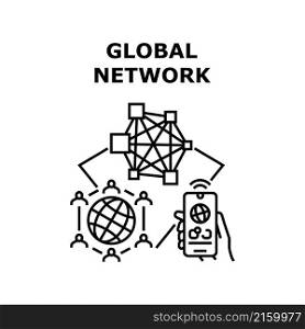 Global network world. globe background. business earth. technology concept. internet tech space vector concept black illustration. Global network icon vector illustration