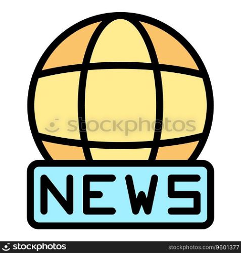 Global news icon outline vector. Media studio. Camera live color flat. Global news icon vector flat