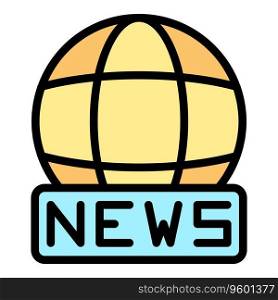 Global news icon outline vector. Media studio. Camera live color flat. Global news icon vector flat