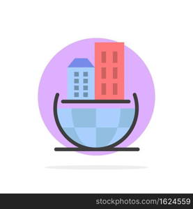 Global Organization, Architecture, Business, Sustainable Abstract Circle Background Flat color Icon