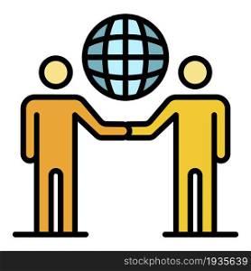 Global partner charity icon. Outline global partner charity vector icon color flat isolated. Global partner charity icon color outline vector