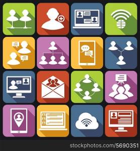 Global people mobile phone and tablets communication social media network white icons set isolated vector illustration