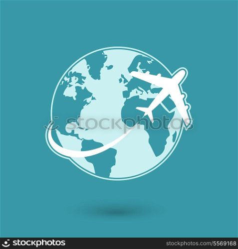 Global plane travel network icon isolated vector illustration