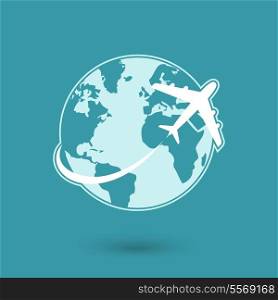 Global plane travel network icon isolated vector illustration