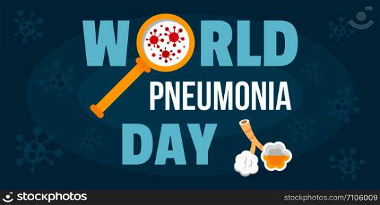 Global pneumonia day banner horizontal. Flat illustration of vector global pneumonia day banner horizontal for web design. Global pneumonia day banner horizontal, flat style