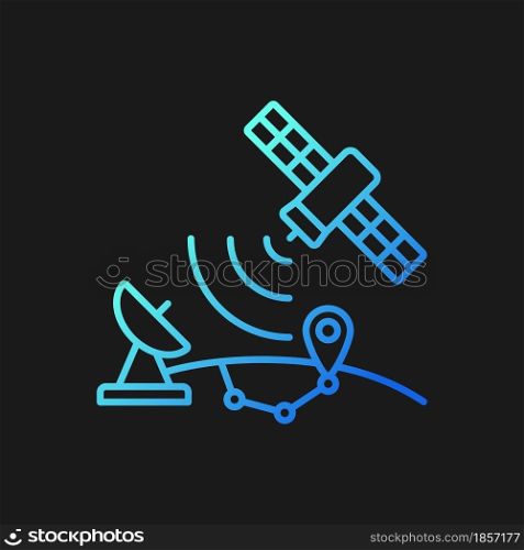 Global Positioning System gradient vector icon for dark theme. Artificial satellite-based radionavigation global system. Thin line color symbol. Modern style pictogram. Vector isolated outline drawing. Global Positioning System gradient vector icon for dark theme