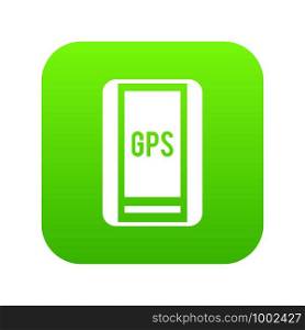 Global Positioning System icon digital green for any design isolated on white vector illustration. Global Positioning System icon digital green