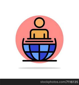 Global Process, Business, International, Modern Abstract Circle Background Flat color Icon