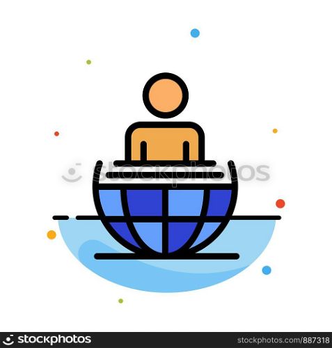 Global Process, Business, International, Modern Abstract Flat Color Icon Template