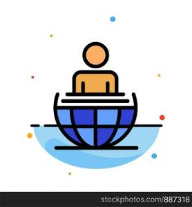 Global Process, Business, International, Modern Abstract Flat Color Icon Template