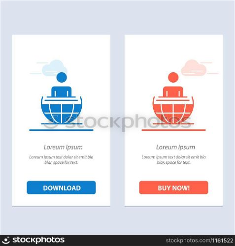 Global Process, Business, International, Modern Blue and Red Download and Buy Now web Widget Card Template