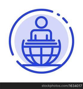 Global Process, Business, International, Modern Blue Dotted Line Line Icon