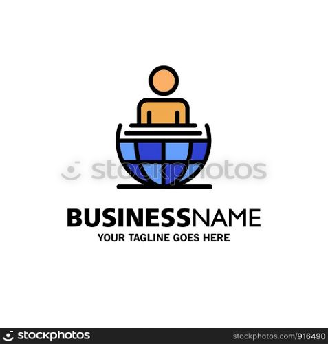 Global Process, Business, International, Modern Business Logo Template. Flat Color