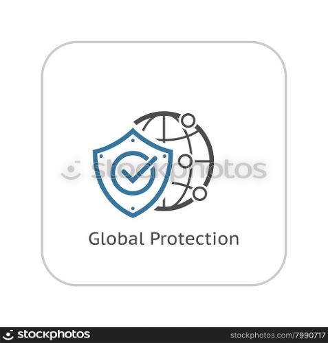 Global Protection Icon. Flat Design. Business Concept. Isolated Illustration.. Global Protection Icon. Flat Design.