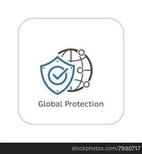 Global Protection Icon. Flat Design. Business Concept. Isolated Illustration.. Global Protection Icon. Flat Design.