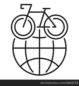 Global rent bike icon. Outline global rent bike vector icon for web design isolated on white background. Global rent bike icon, outline style