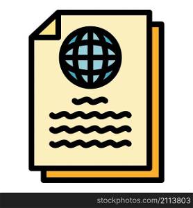 Global report icon. Outline global report vector icon color flat isolated. Global report icon color outline vector