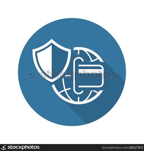 Global Safety Payment Icon. Flat Design.. Global Safety Payment Icon. Flat Design. Business Concept Isolated Illustration.