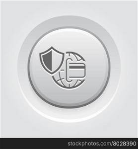 Global Safety Payment Icon.. Global Safety Payment Icon. Flat Design. Business Concept Grey Button Design