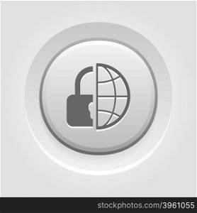 Global Security Icon. Global Security Icon. Business Concept Grey Button Design