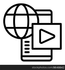 Global service icon outline vector. Call movie. Video webinar. Global service icon outline vector. Call movie
