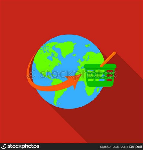Global shopping icon. Flat illustration of global shopping vector icon for web design. Global shopping icon, flat style