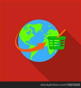Global shopping icon. Flat illustration of global shopping vector icon for web design. Global shopping icon, flat style